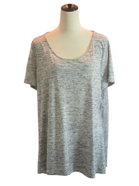 Lane Bryant Women's 18/20 Marled Heather Gray Hi-Lo Top Pleated Back Scoop Neck